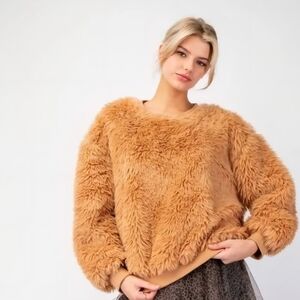 Elegant Tan Fuzzy Sweater